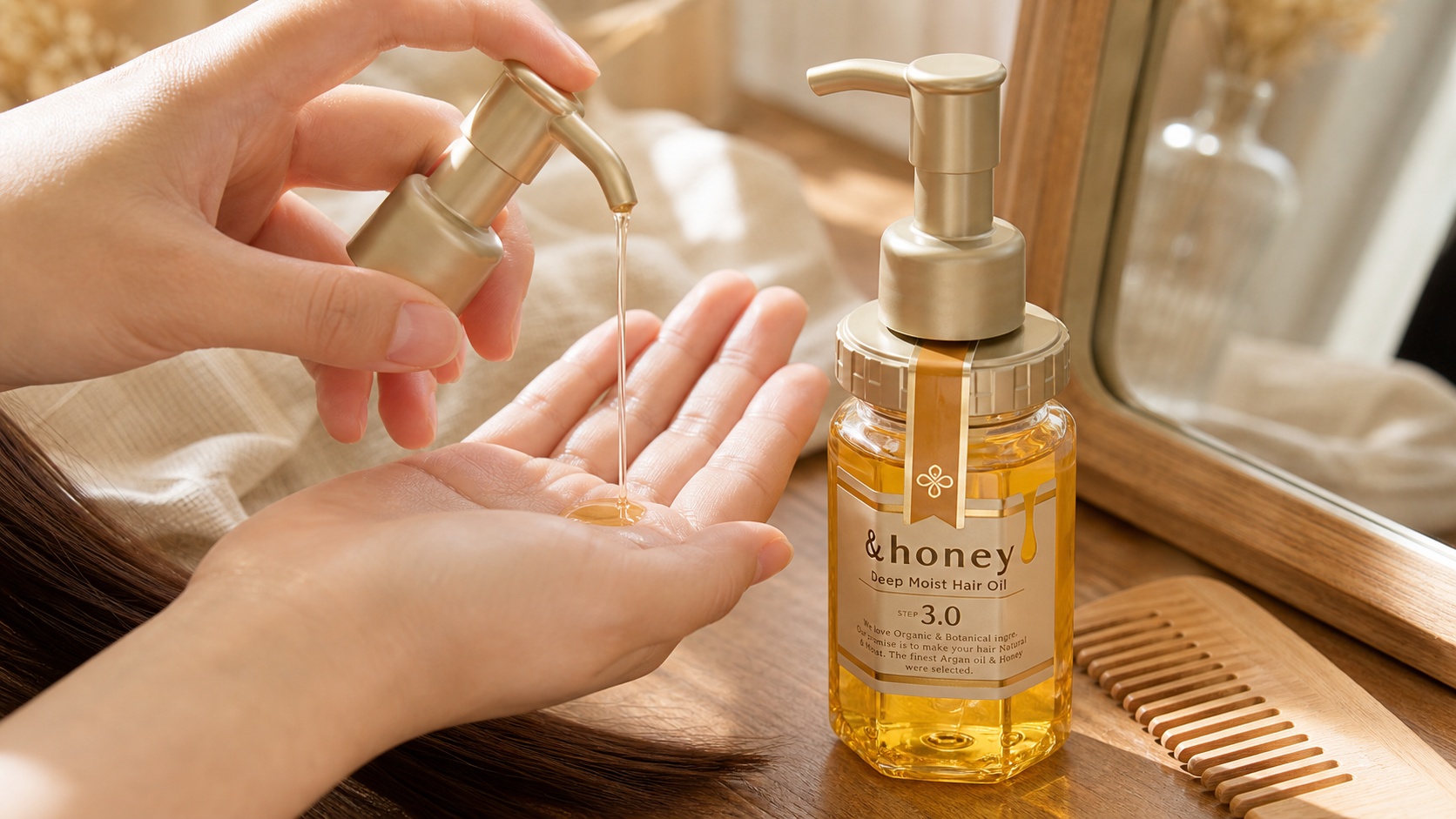 Generated editorial visual for &honey Deep Moist Hair Oil variant 2