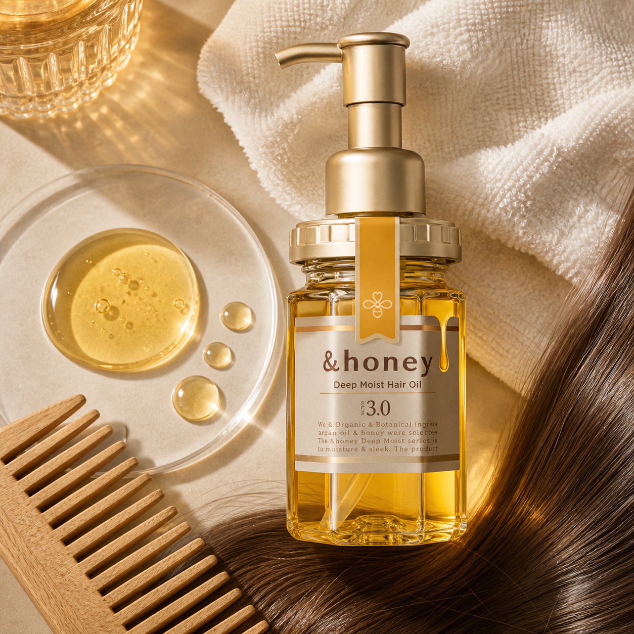 Generated editorial visual for &honey Deep Moist Hair Oil variant 3